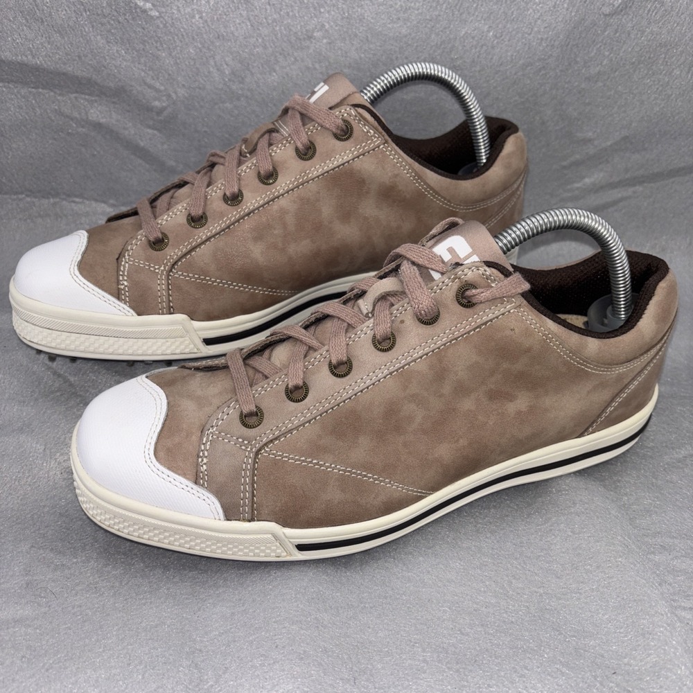 FootJoy Street Brown Leather Golf Shoes Men Size 8.5 M Soft Spike Cleats 56413